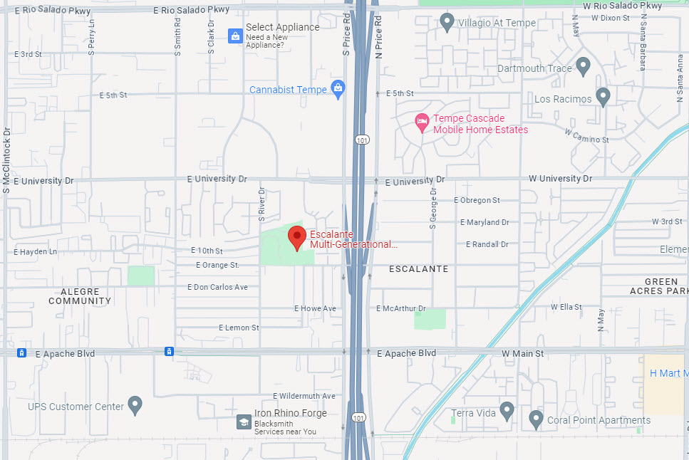 Map showing location of Escalante Community Center, Tempe, AZ